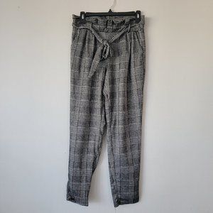 Paperbag Plaid Trousers High Waist Size M